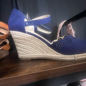 Liz Claiborne Royal Blue Wedge Sandals